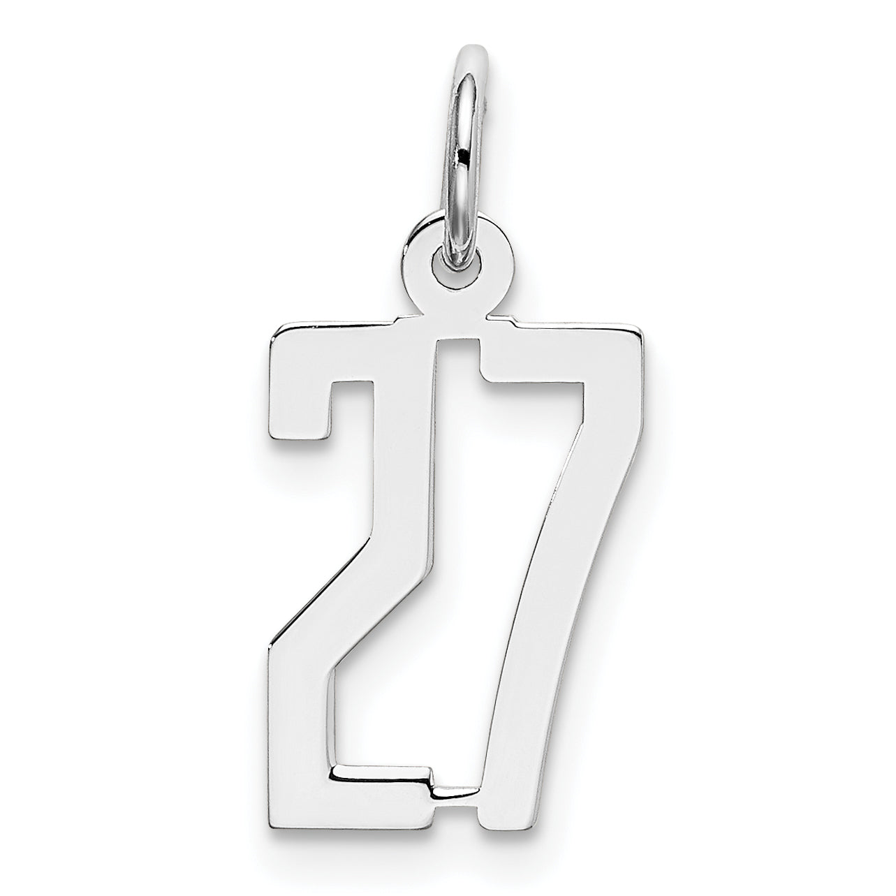 Sterling Silver Silver/Rhodium-Plated Elongated Number 27 Charm