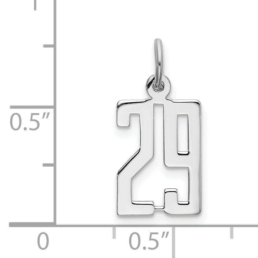 Sterling Silver Silver/Rhodium-Plated Elongated Number 29 Charm
