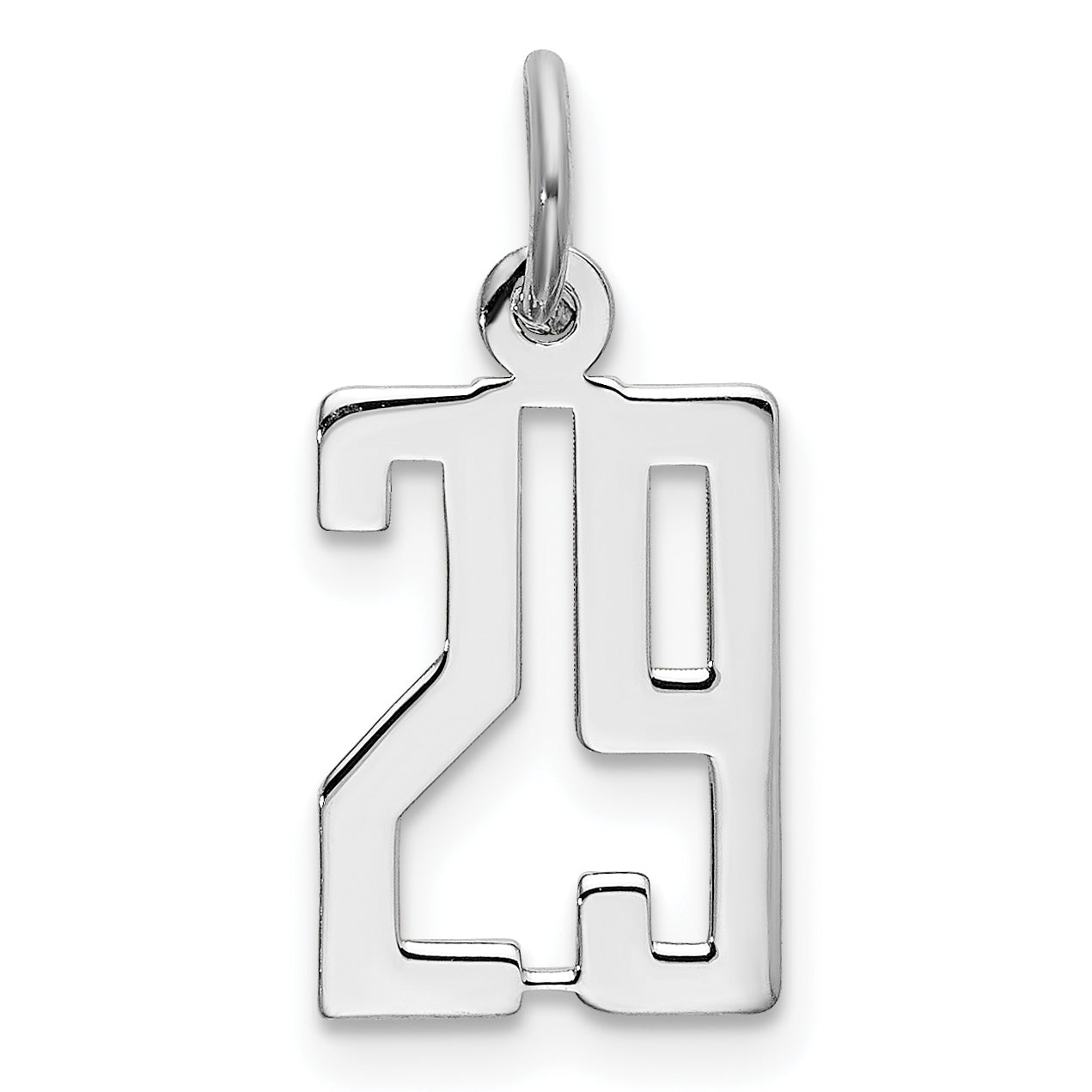 Sterling Silver Silver/Rhodium-Plated Elongated Number 29 Charm