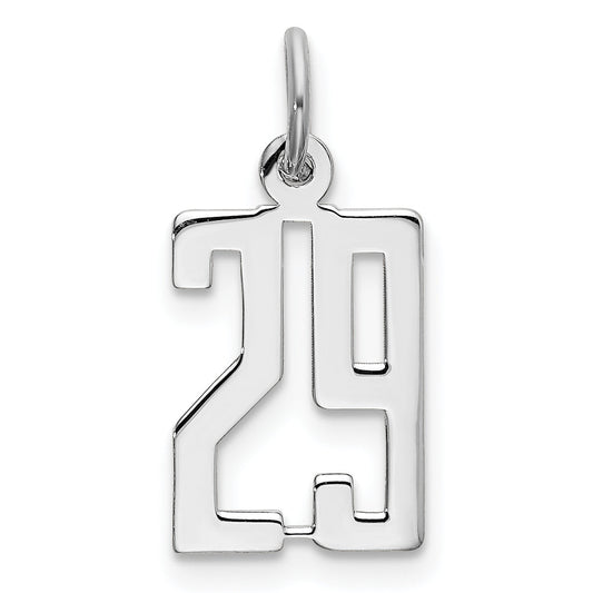 Sterling Silver Silver/Rhodium-Plated Elongated Number 29 Charm