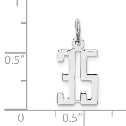 Sterling Silver Silver/Rhodium-Plated Elongated Number 35 Charm