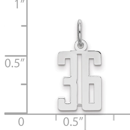 Sterling Silver Silver/Rhodium-Plated Elongated Number 36 Charm