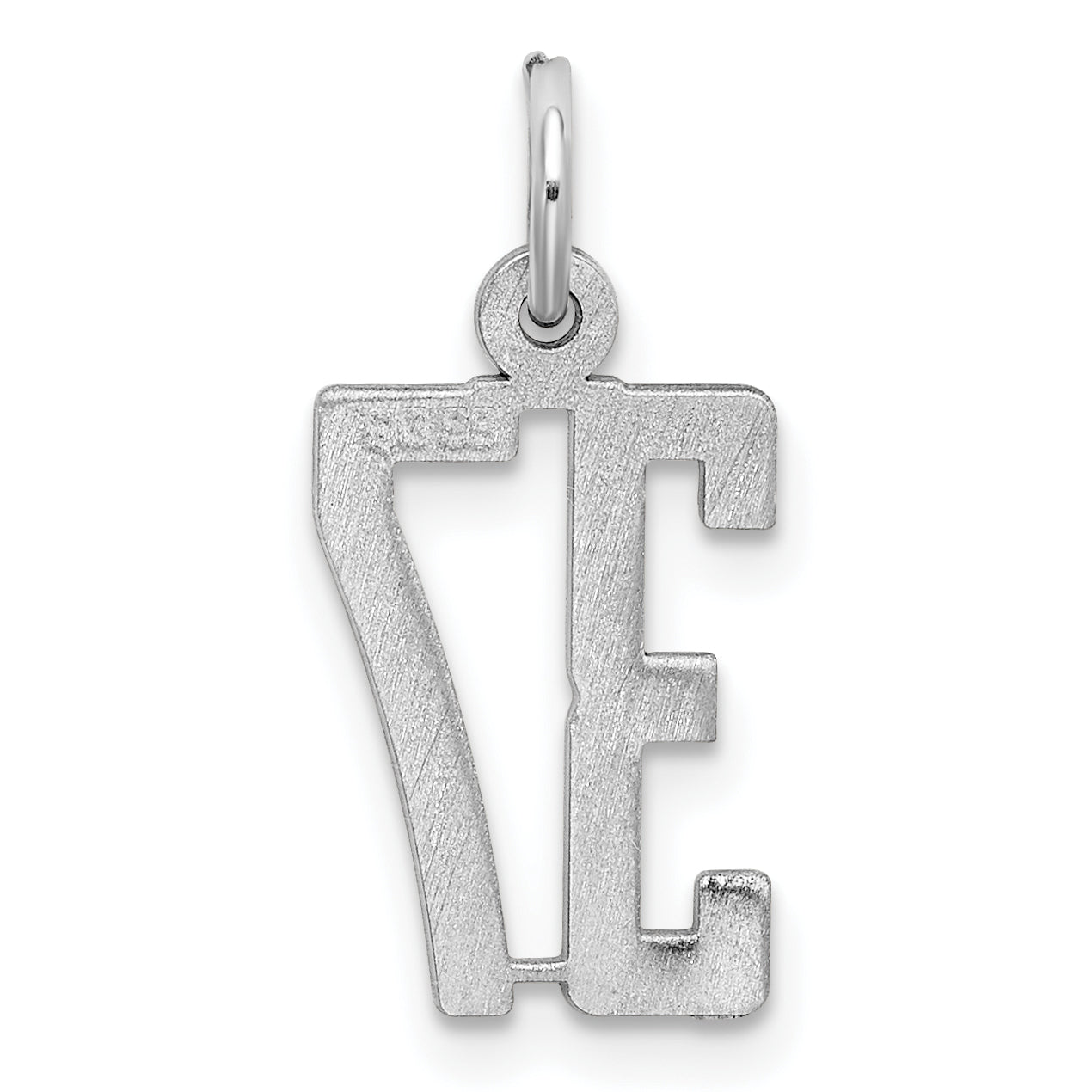 Sterling Silver Silver/Rhodium-Plated Elongated Number 37 Charm