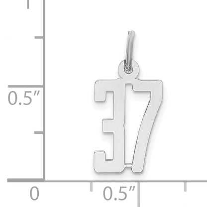 Sterling Silver Silver/Rhodium-Plated Elongated Number 37 Charm