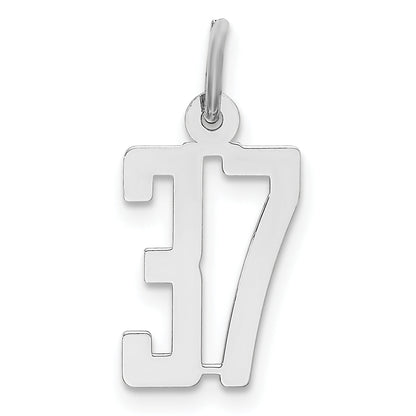 Sterling Silver Silver/Rhodium-Plated Elongated Number 37 Charm