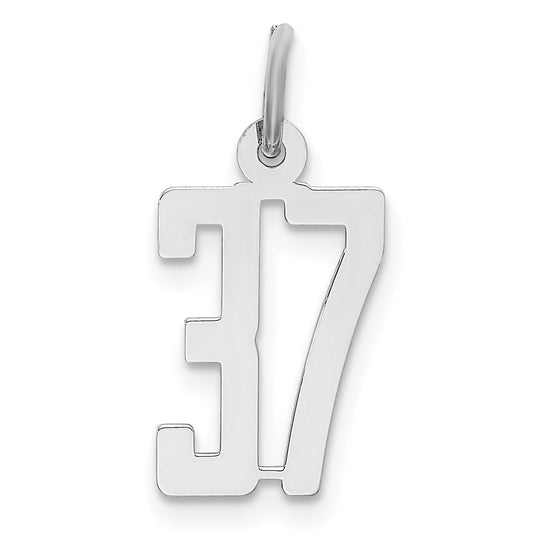 Sterling Silver Silver/Rhodium-Plated Elongated Number 37 Charm