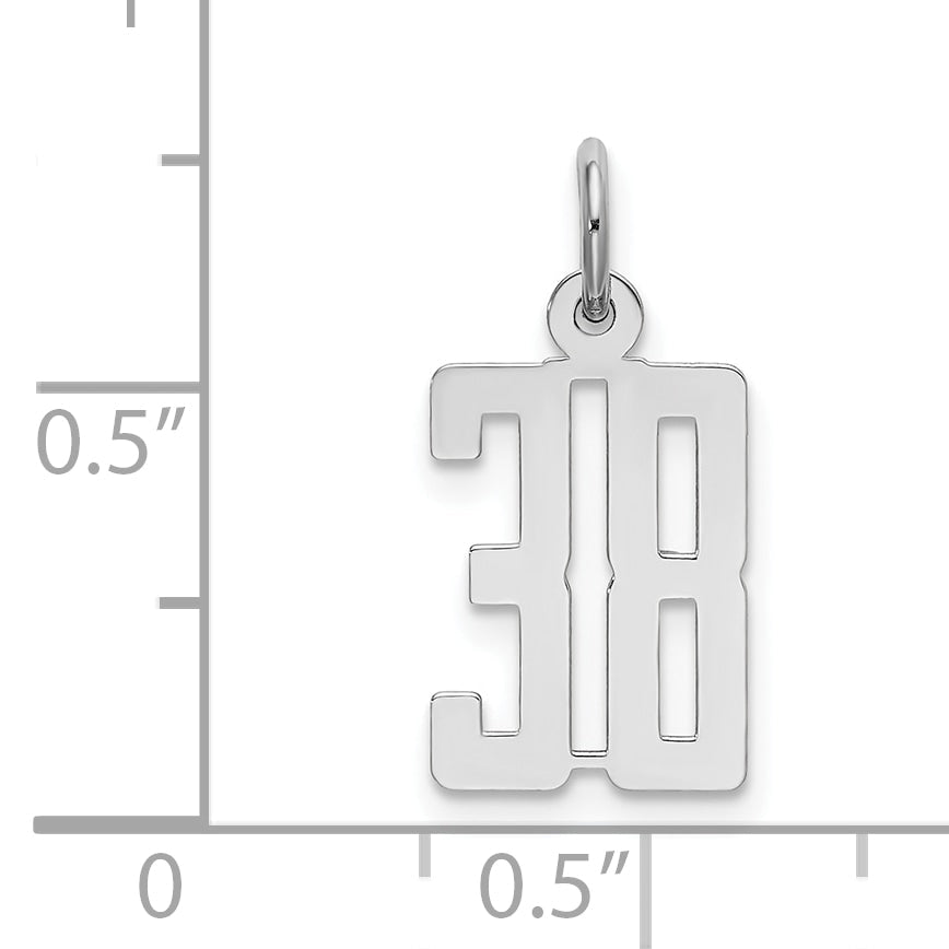Sterling Silver Silver/Rhodium-Plated Elongated Number 38 Charm