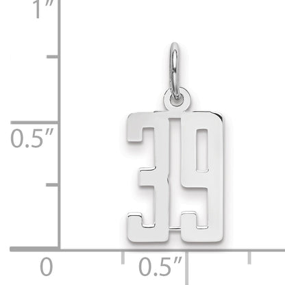 Sterling Silver Silver/Rhodium-Plated Elongated Number 39 Charm