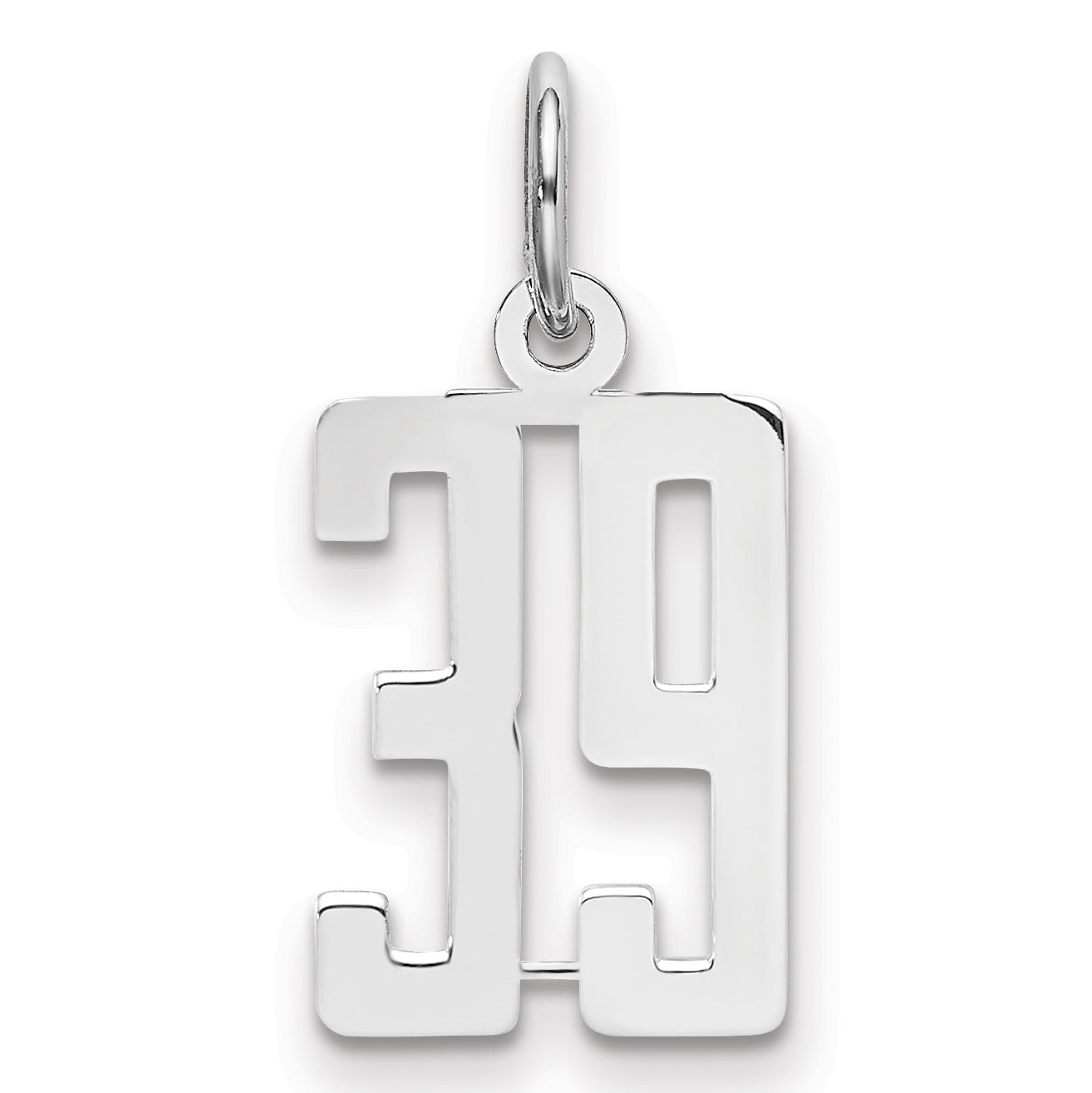 Sterling Silver Silver/Rhodium-Plated Elongated Number 39 Charm