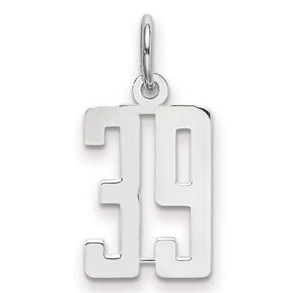Sterling Silver Silver/Rhodium-Plated Elongated Number 39 Charm
