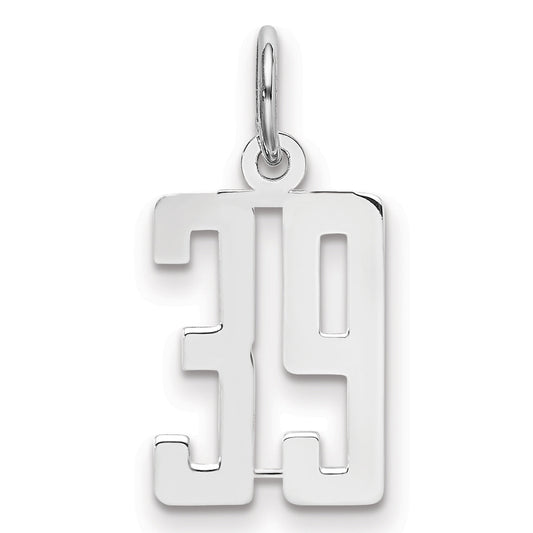 Sterling Silver Silver/Rhodium-Plated Elongated Number 39 Charm