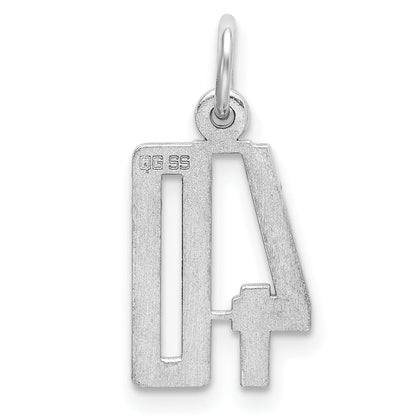 Sterling Silver Silver/Rhodium-Plated Elongated Number 40 Charm