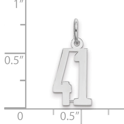 Sterling Silver Silver/Rhodium-Plated Elongated Number 41 Charm