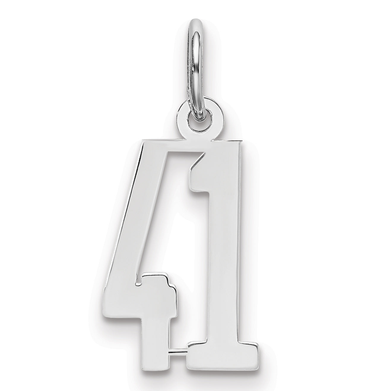 Sterling Silver Silver/Rhodium-Plated Elongated Number 41 Charm