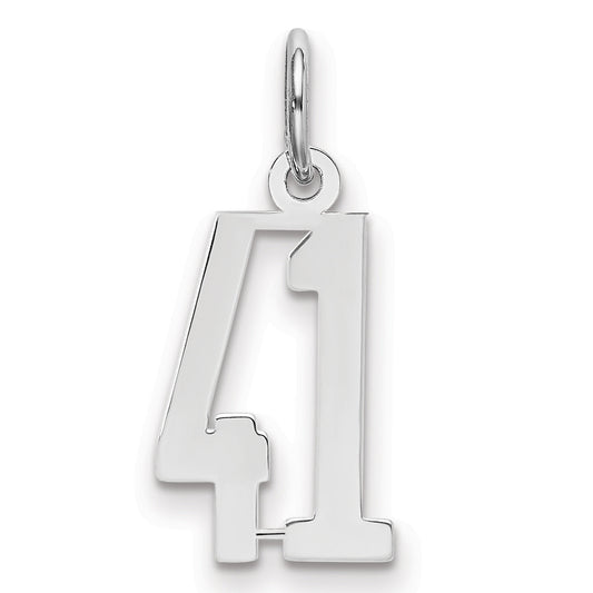 Sterling Silver Silver/Rhodium-Plated Elongated Number 41 Charm