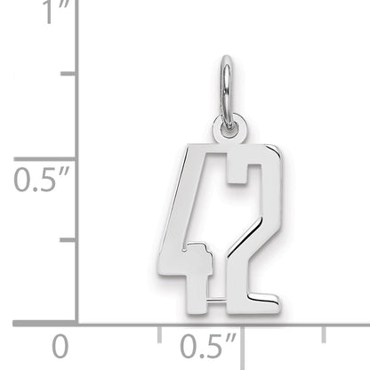 Sterling Silver Silver/Rhodium-Plated Elongated Number 42 Charm