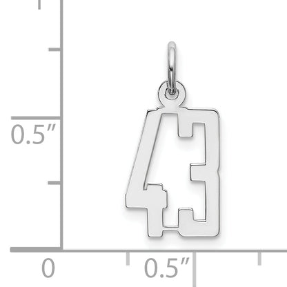 Sterling Silver Silver/Rhodium-Plated Elongated Number 43 Charm