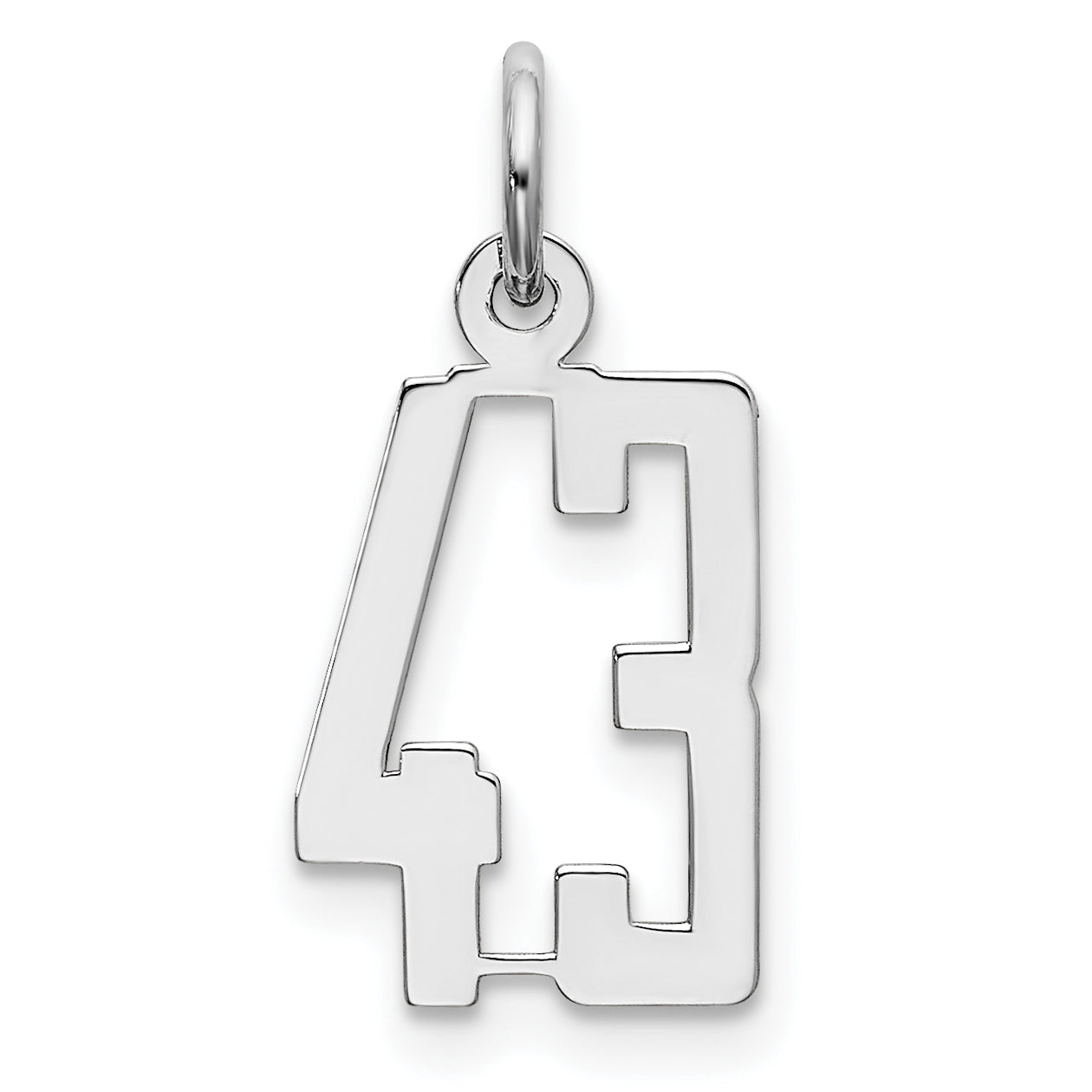Sterling Silver Silver/Rhodium-Plated Elongated Number 43 Charm