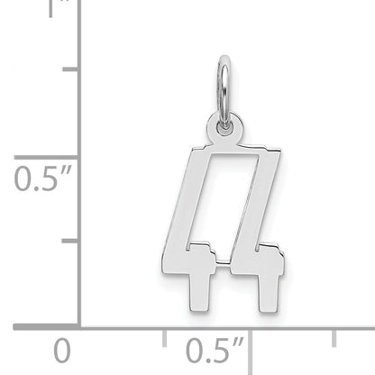 Sterling Silver Silver/Rhodium-Plated Elongated Number 44 Charm