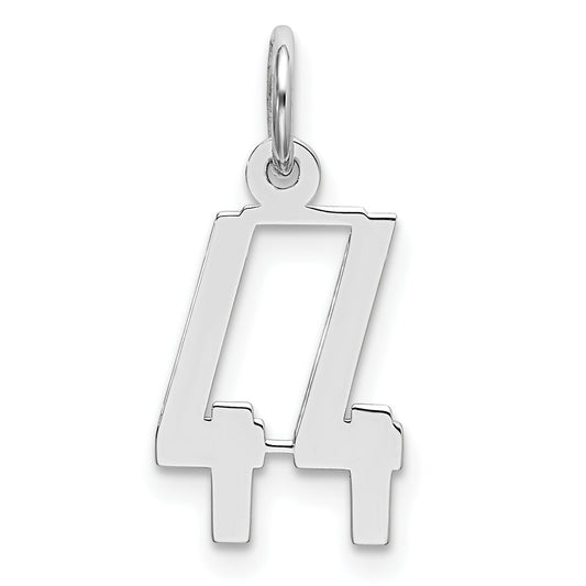 Sterling Silver Silver/Rhodium-Plated Elongated Number 44 Charm
