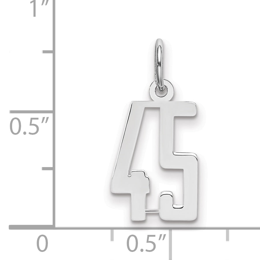 Sterling Silver Silver/Rhodium-Plated Elongated Number 45 Charm