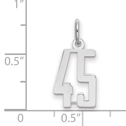 Sterling Silver Silver/Rhodium-Plated Elongated Number 45 Charm