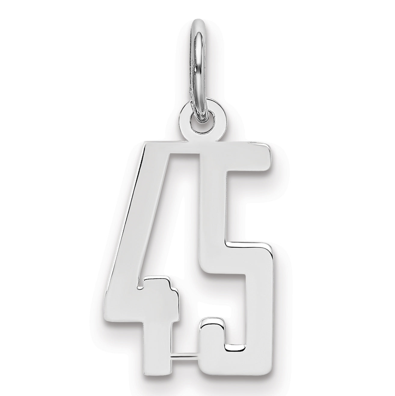 Sterling Silver Silver/Rhodium-Plated Elongated Number 45 Charm