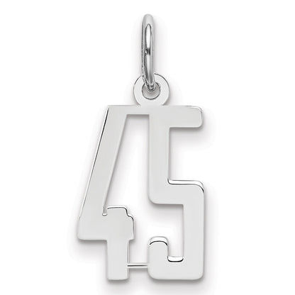 Sterling Silver Silver/Rhodium-Plated Elongated Number 45 Charm