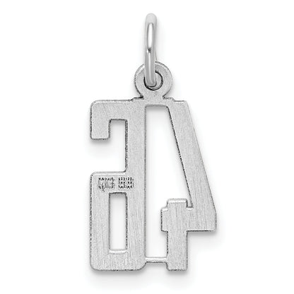 Sterling Silver Silver/Rhodium-Plated Elongated Number 46 Charm