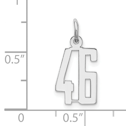 Sterling Silver Silver/Rhodium-Plated Elongated Number 46 Charm