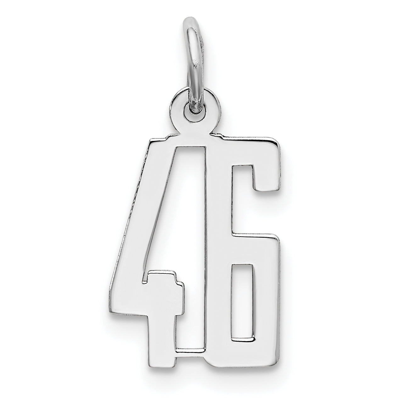 Sterling Silver Silver/Rhodium-Plated Elongated Number 46 Charm