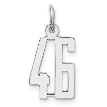 Sterling Silver Silver/Rhodium-Plated Elongated Number 46 Charm
