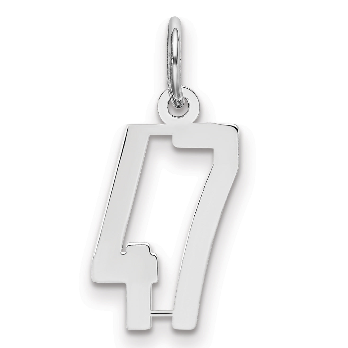 Sterling Silver Silver/Rhodium-Plated Elongated Number 47 Charm
