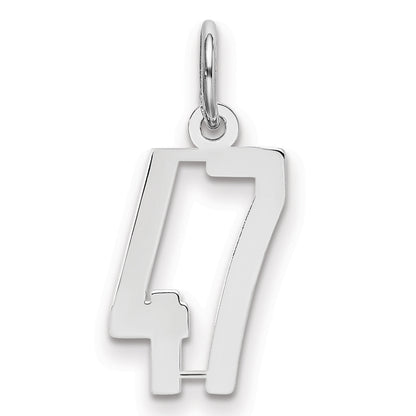Sterling Silver Silver/Rhodium-Plated Elongated Number 47 Charm
