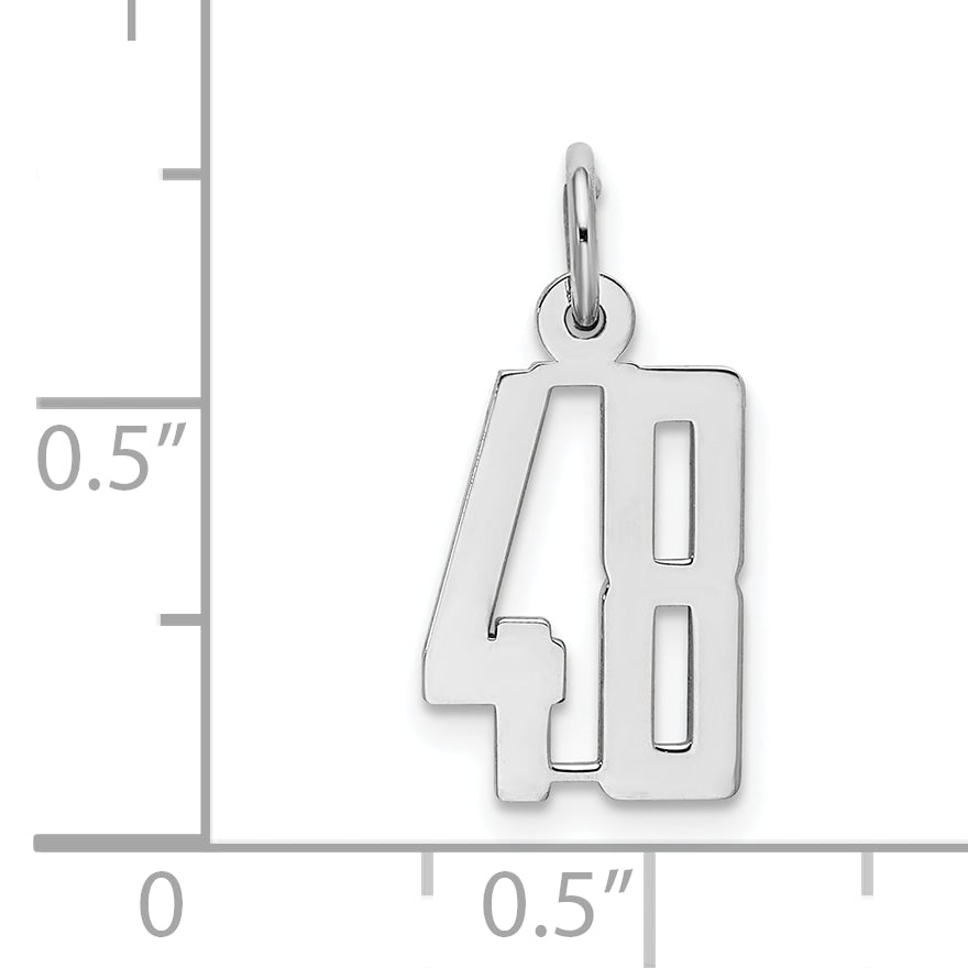 Sterling Silver Silver/Rhodium-Plated Elongated Number 48 Charm