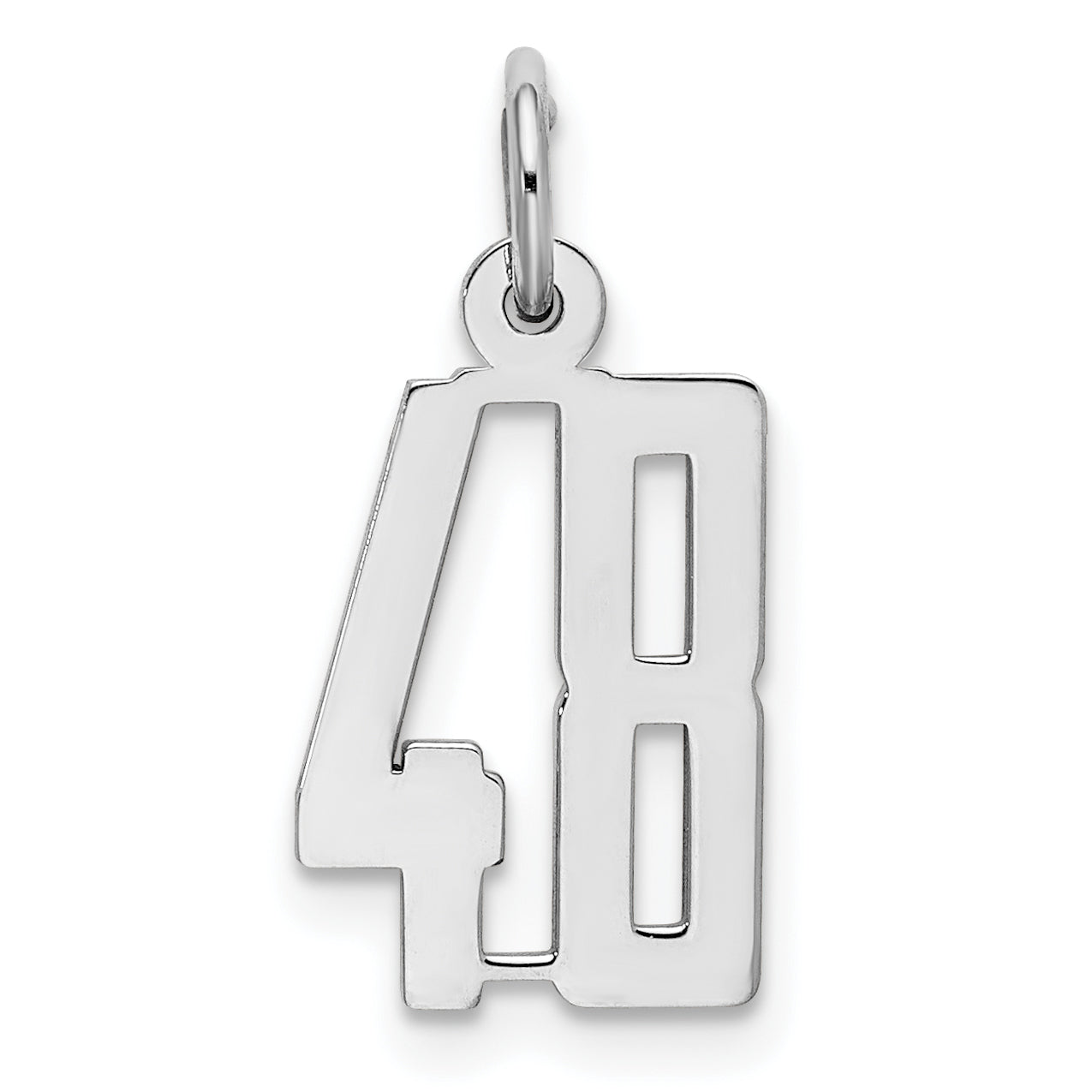 Sterling Silver Silver/Rhodium-Plated Elongated Number 48 Charm
