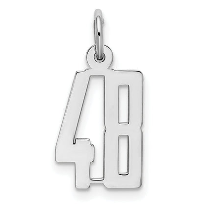 Sterling Silver Silver/Rhodium-Plated Elongated Number 48 Charm