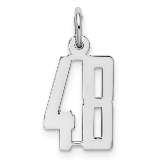 Sterling Silver Silver/Rhodium-Plated Elongated Number 48 Charm