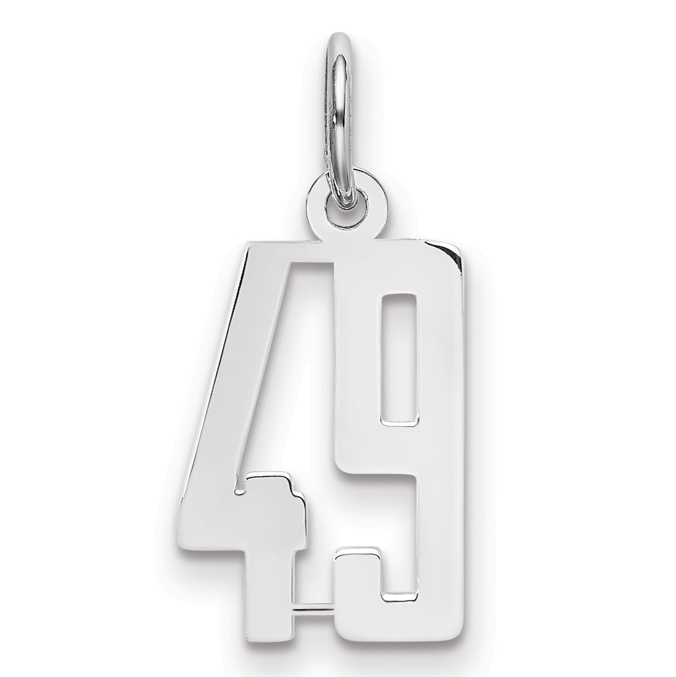 Sterling Silver Silver/Rhodium-Plated Elongated Number 49 Charm