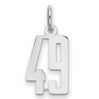 Sterling Silver Silver/Rhodium-Plated Elongated Number 49 Charm