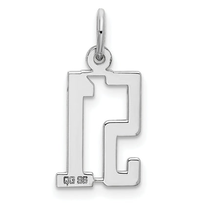 Sterling Silver Silver/Rhodium-Plated Elongated Number 51 Charm