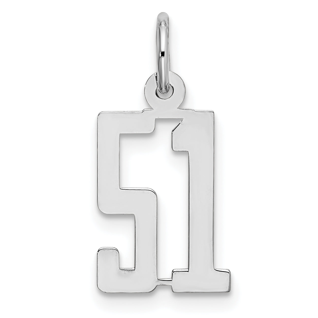 Sterling Silver Silver/Rhodium-Plated Elongated Number 51 Charm