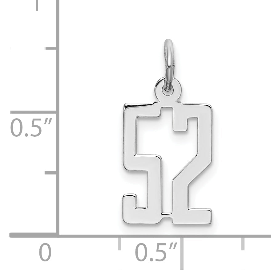 Sterling Silver Silver/Rhodium-Plated Elongated Number 52 Charm