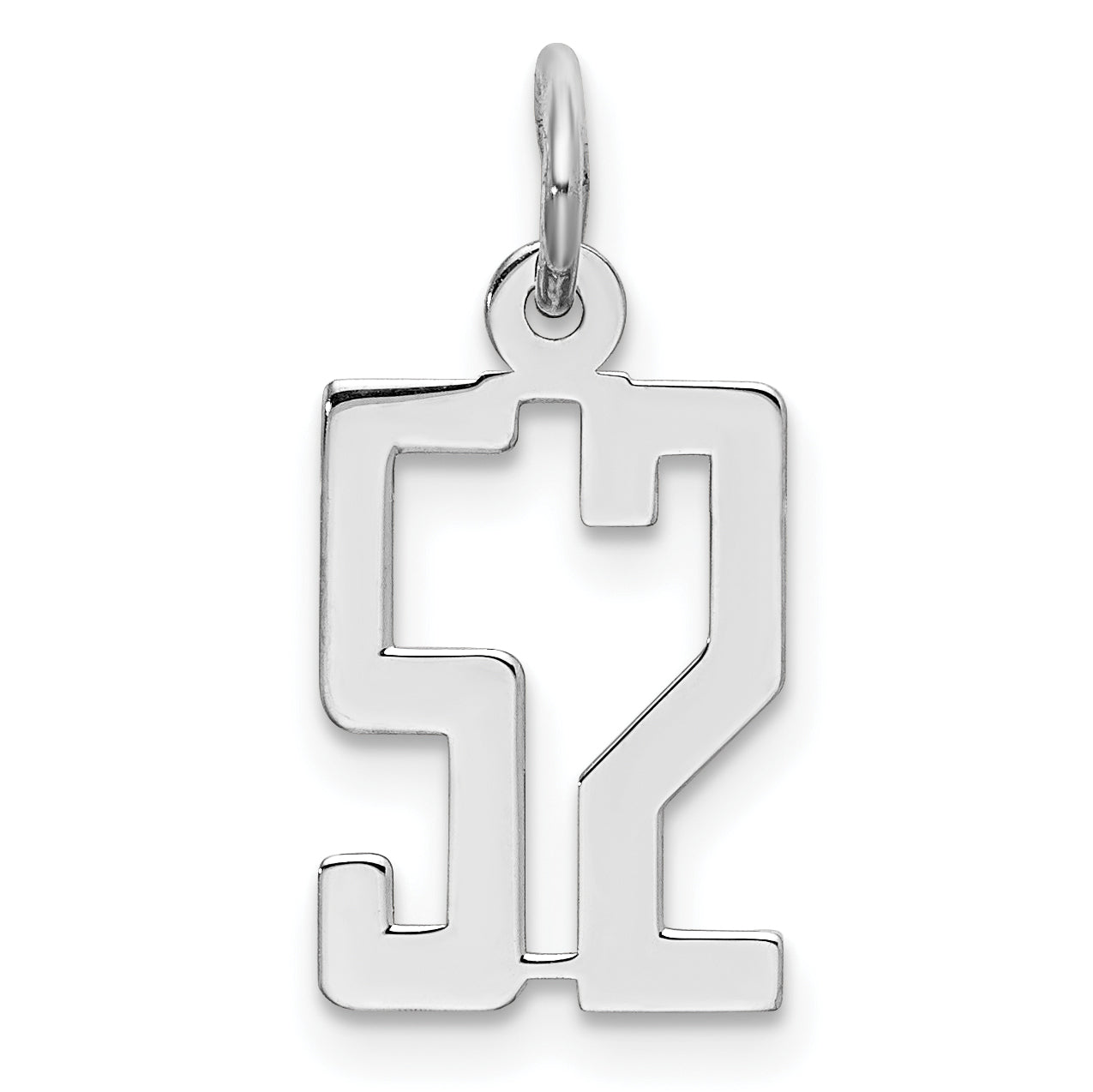 Sterling Silver Silver/Rhodium-Plated Elongated Number 52 Charm