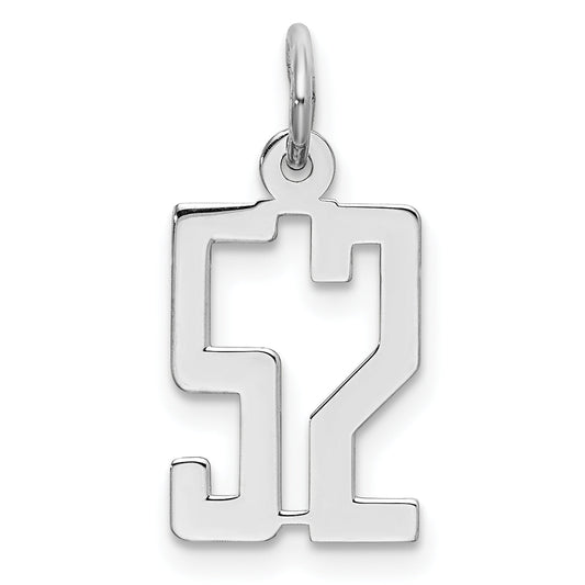 Sterling Silver Silver/Rhodium-Plated Elongated Number 52 Charm