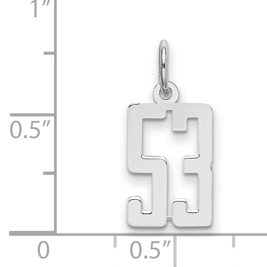 Sterling Silver Silver/Rhodium-Plated Elongated Number 53 Charm