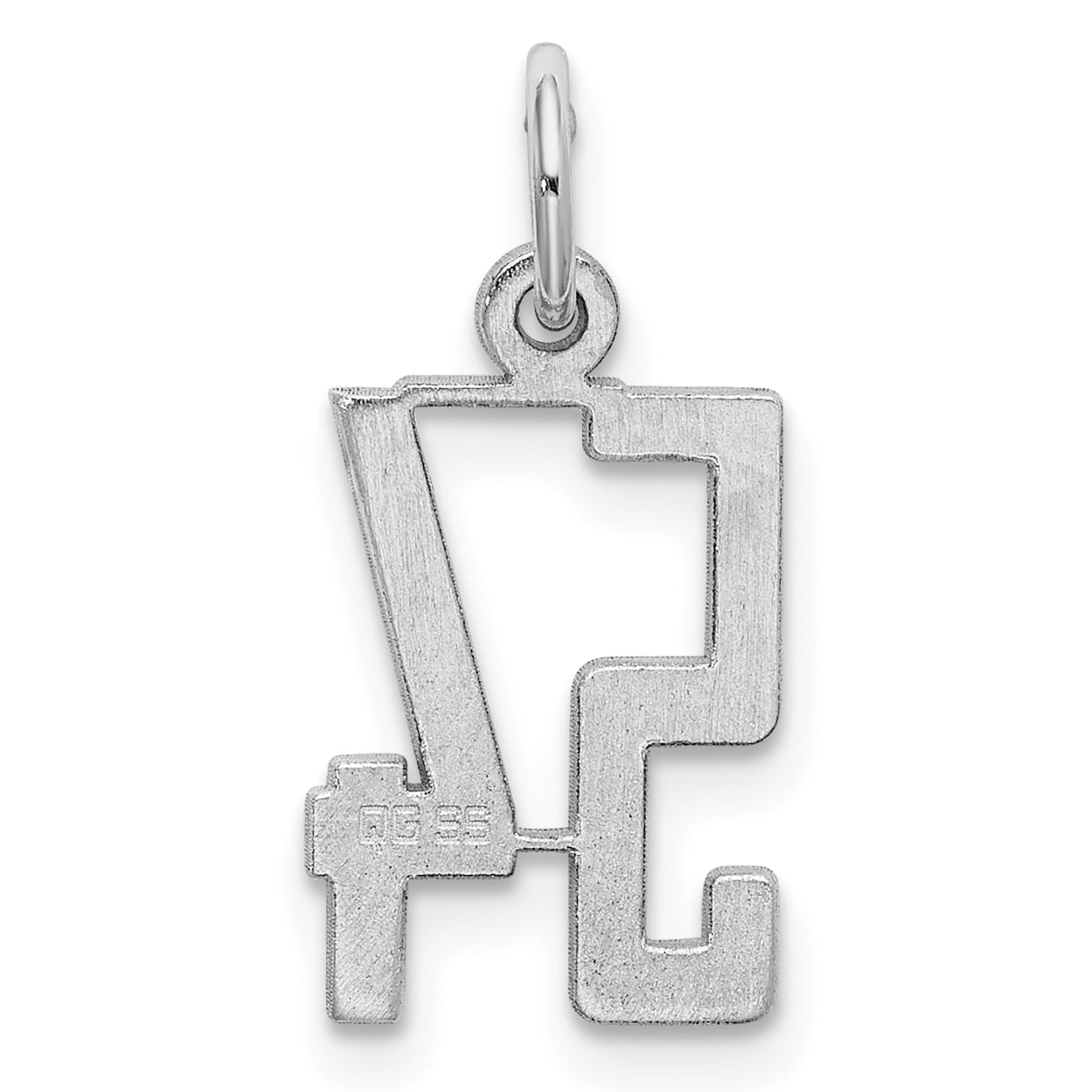 Sterling Silver Silver/Rhodium-Plated Elongated Number 54 Charm