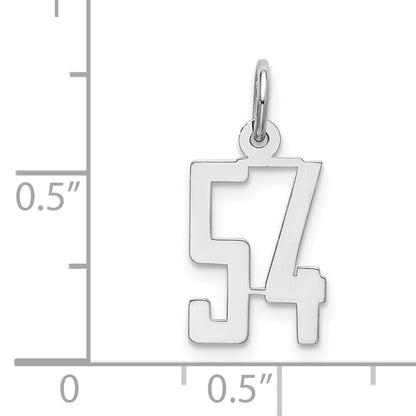 Sterling Silver Silver/Rhodium-Plated Elongated Number 54 Charm