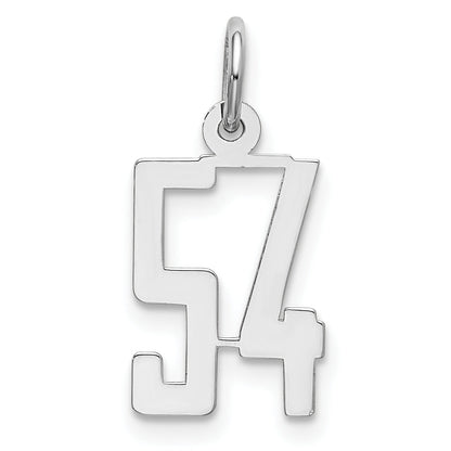 Sterling Silver Silver/Rhodium-Plated Elongated Number 54 Charm