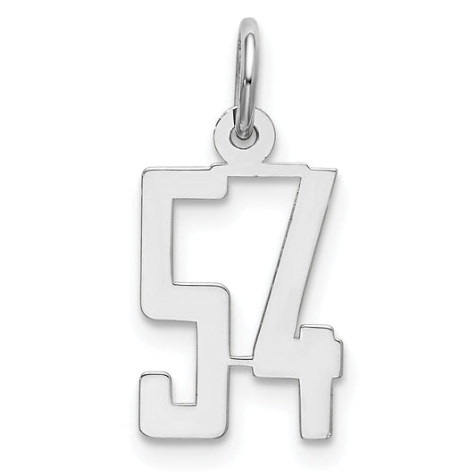 Sterling Silver Silver/Rhodium-Plated Elongated Number 54 Charm